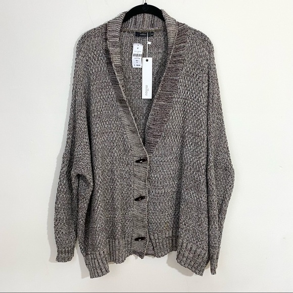 NWT LF Millau Toggle Cardigan Sweater Grey Black Gray Slouchy Oversized Small - Picture 1 of 6